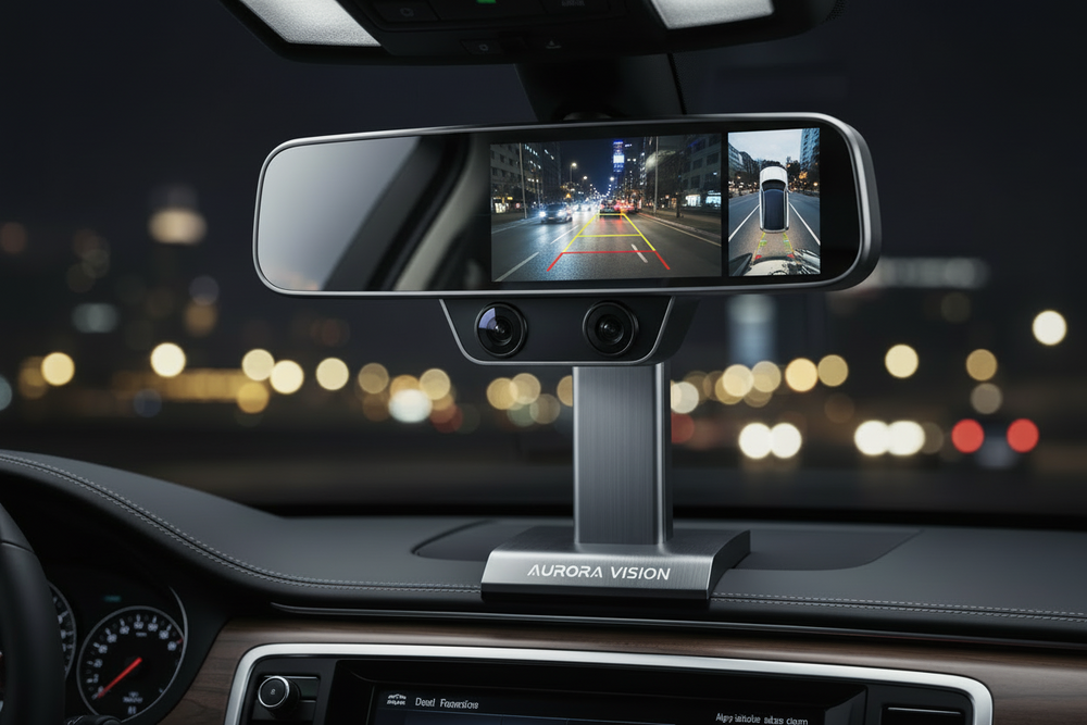 Kamera Samochodowa 4,3" – Lusterko Wsteczne z Podwójnym Obiektywem, Ekran IPS i Kamera Cofania